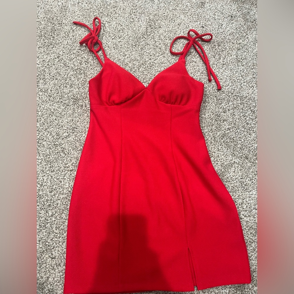 Red tie dress